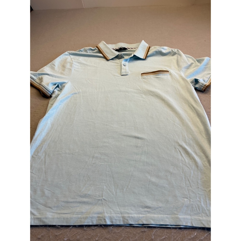 Ben Sherman Polo Shirt Light Blue Tipped Collar Pocket Size M Mod‎ Classic